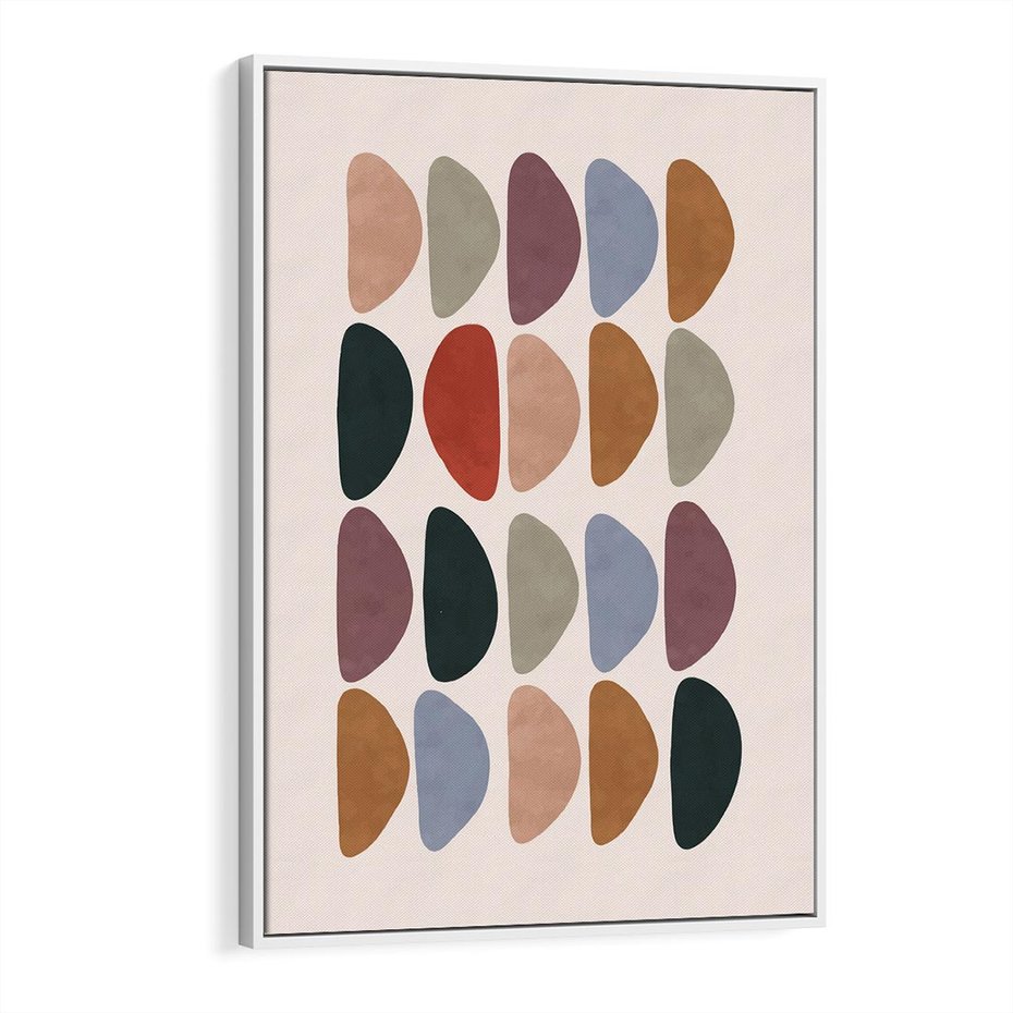 Obraz w ramie 80x120 - Granice Boho - abstrakcyjny obraz, geometryczna kompozycja - rama biała