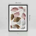 Plakat w ramie 50x70 - Pastelowe Liście z Nutką Złota - liście, pastelowe kolory - rama czarna