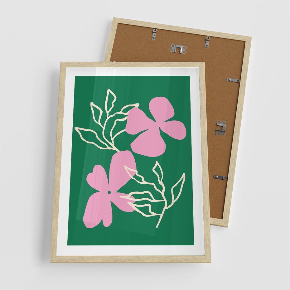 Plakat w ramie 50x70 - Wewnętrzne Fale - abstrakcyjny plakat, boho styl - rama drewno