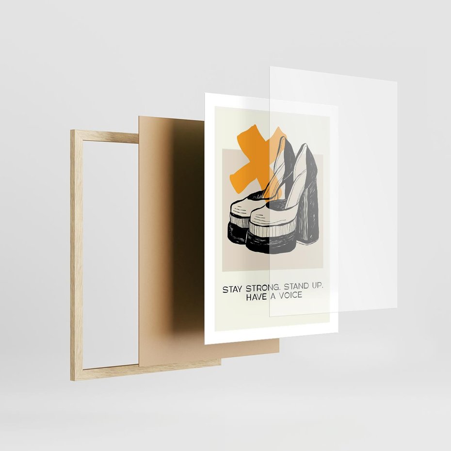 Plakat w ramie 50x70 - Kobiece Obcasy - plakat, minimalizm - rama drewno