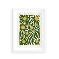 Plakat w ramie 30x40 - Spojrzenie wgłąb roślinnego świata - abstrakcyjne kwiaty, kompozycja - rama biała