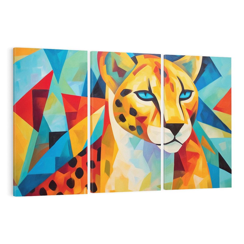 Obraz na płótnie 120x80 - Dzikie Piękno - abstrakcyjny portret geparda, intensywne kolory