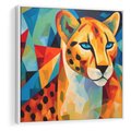 Obraz w ramie 50x50 - Dzikie Piękno - abstrakcyjny portret geparda, intensywne kolory - rama biała