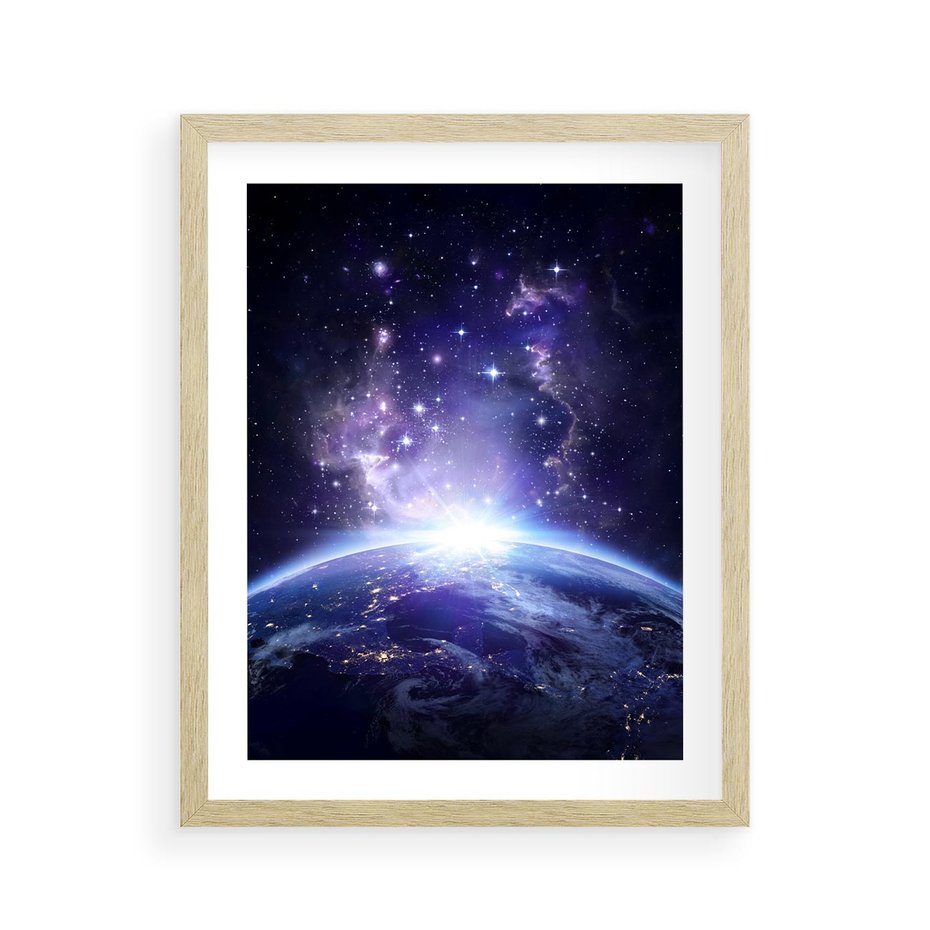 Plakat w ramie 40x50 - Podróż w kosmiczną przestrzeń - kosmos, ziemia - rama drewno