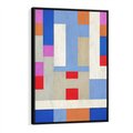 Obraz w ramie 50x70 - Bezczasowe Przenikanie Kształtów - abstrakcyjne geometryczne kształty, olejny obraz - rama czarna
