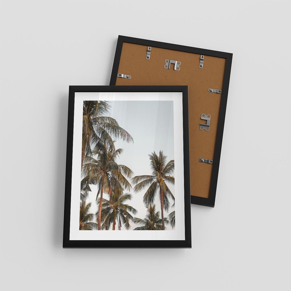 Plakat w ramie 30x40 - Palmy - tęsknota za Hawajami - palmy, Hawaje - rama czarna