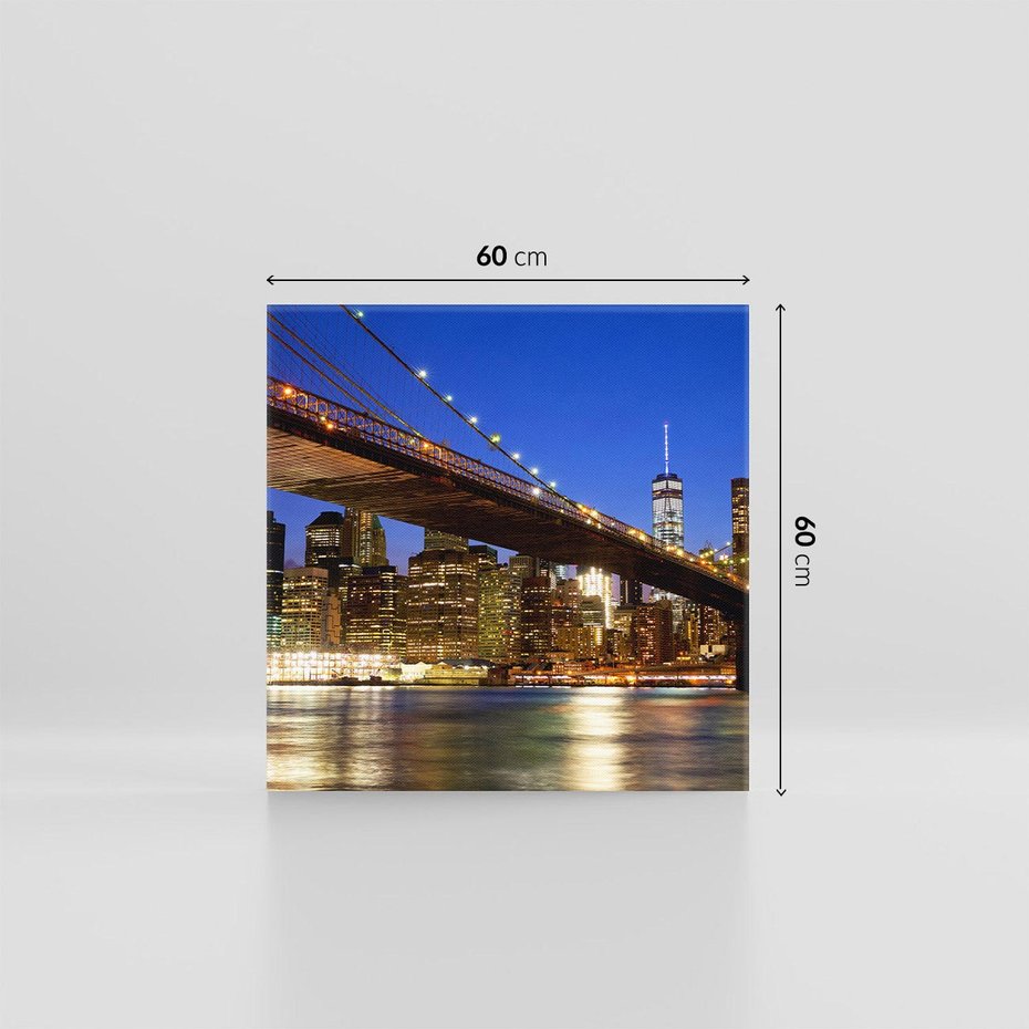 Obraz na płótnie 60x60 - Nowojorski most w świetle nocy - most, Nowy Jork