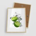 Plakat w ramie 50x70 - Kwaskowata moc limonki i cytryny - limonka, cytryna - rama drewno