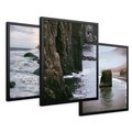 Zestaw obrazy w ramie 30x40 galeria - Morze, fale, latarnia, morska, zachód - rama czarna