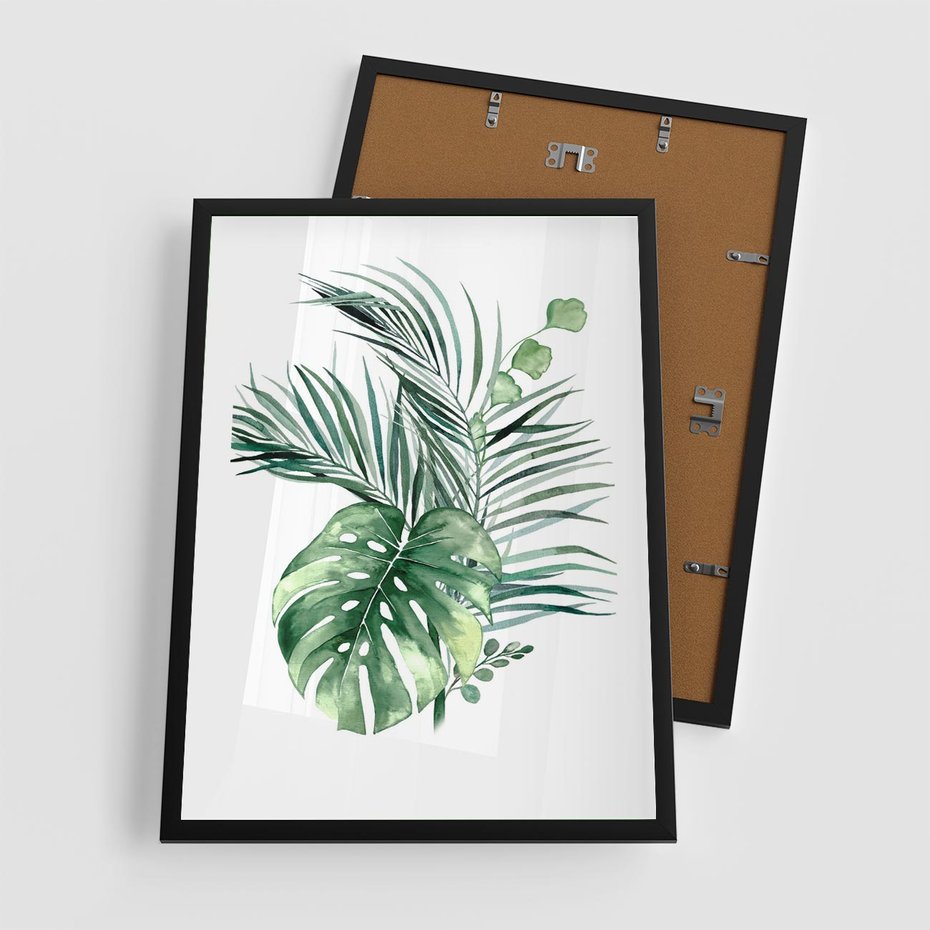 Plakat w ramie 50x70 - Przyjemność Złotej Natury - złote, liście - rama czarna