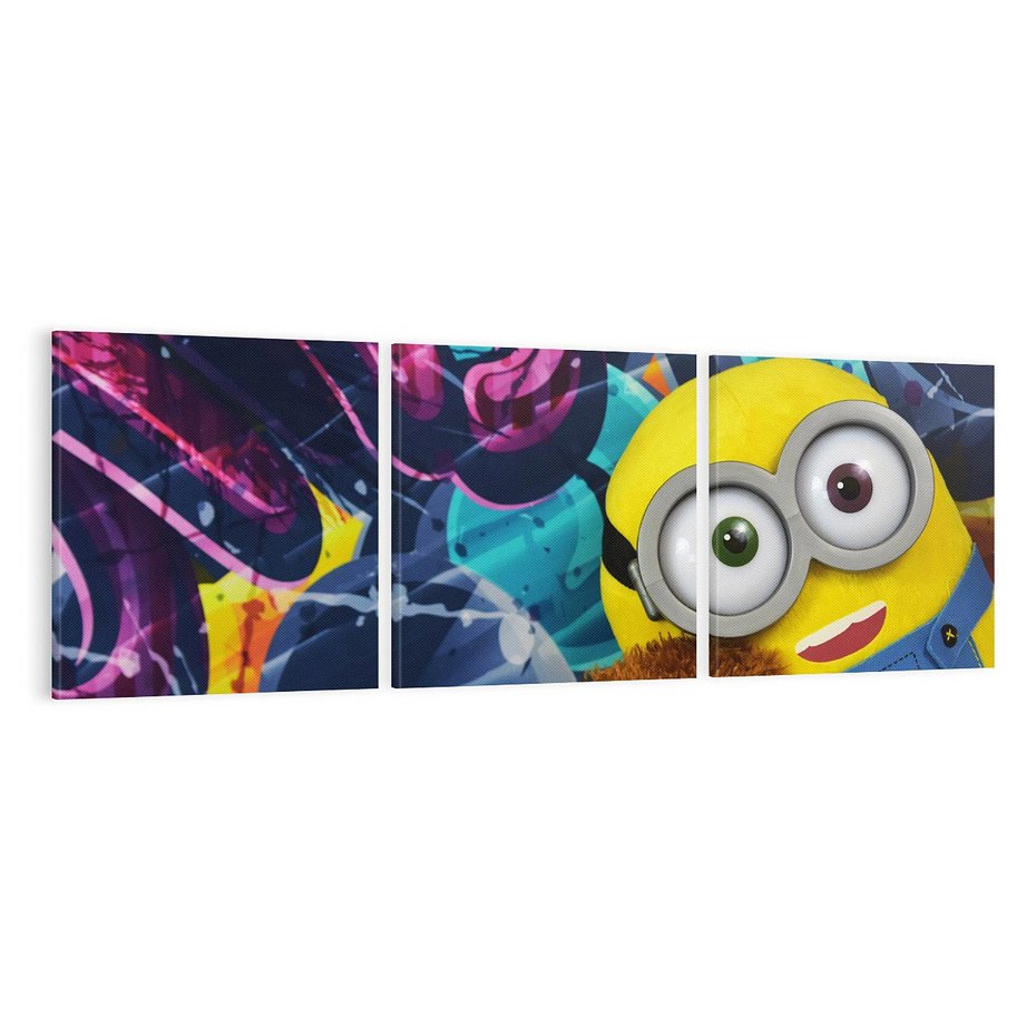 Obraz na płótnie 150x50 - Świat minionków w graffiti - minionek, graffiti