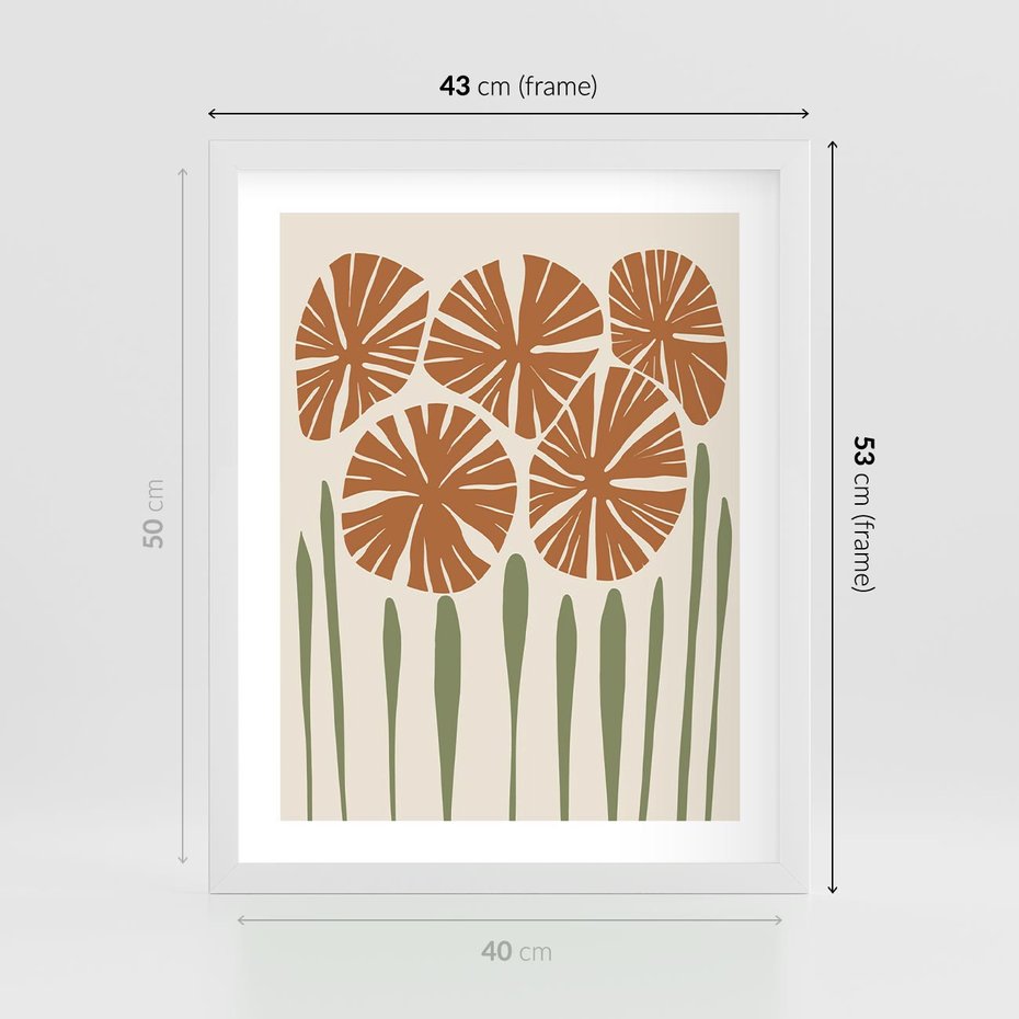 Plakat w ramie 40x50 - Akwarelowe Echa Przyrody - kwiaty, nowoczesny plakat - rama biała