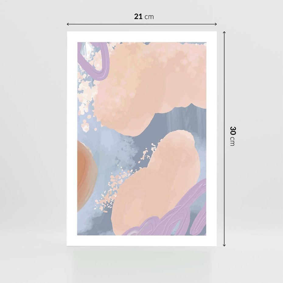 Plakat bez ramy 21x30 - Przenikanie Niecodziennych Form - abstrakcyjne akwarelowe plamy, pastele