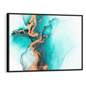 Obraz w ramie 100x70 - Elegancja i Subtelność - marmur, złoto - rama czarna