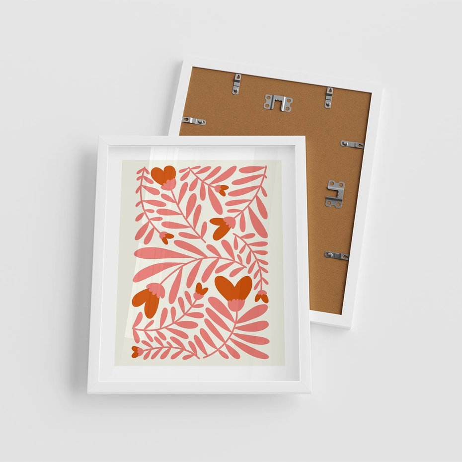 Plakat w ramie 40x50 - Taniec komplementarnych barw - kwiaty, pastelowe kolory - rama biała