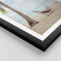 Plakat w ramie 50x70 - Relaks na plaży - palma, hamak - rama czarna