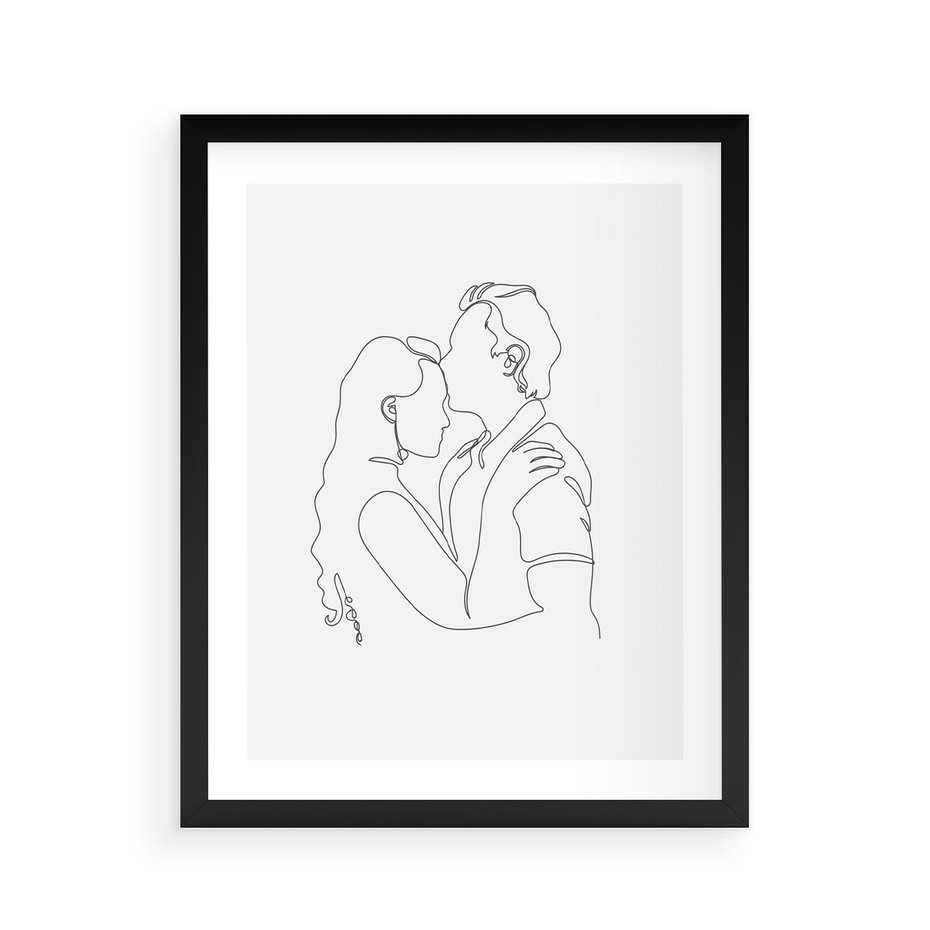 Plakat w ramie 40x50 - Wewnętrzne Emocje - para zakochanych, kobieta i mężczyzna - rama czarna