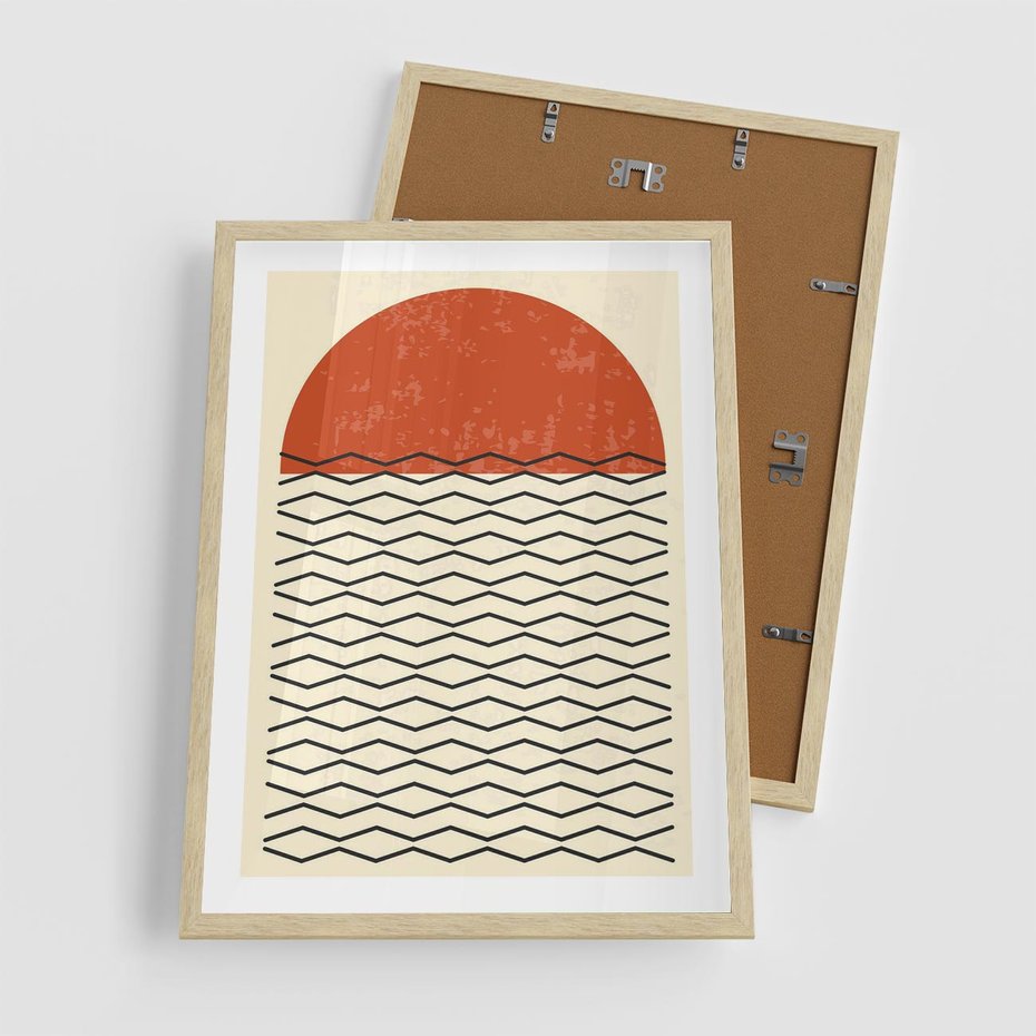 Plakat w ramie 50x70 - Abstrakcyjne Wzory na Plakacie - geometryczna sztuka, nowoczesny plakat - rama drewno