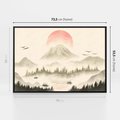 Obraz w ramie 70x50 - Przyroda Japonii - japońska akwarela, góry - rama czarna
