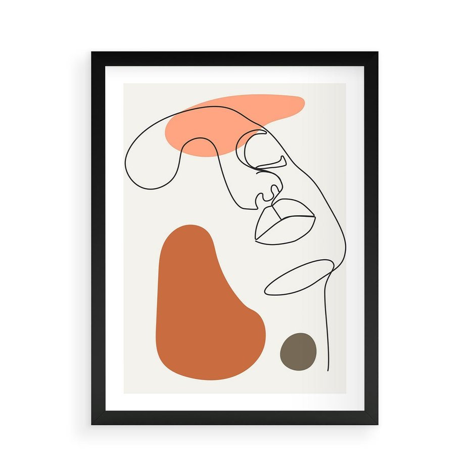 Plakat w ramie 50x70 - Twarz w Geometrycznym Stylu - nowoczesny obraz, grafika - rama czarna