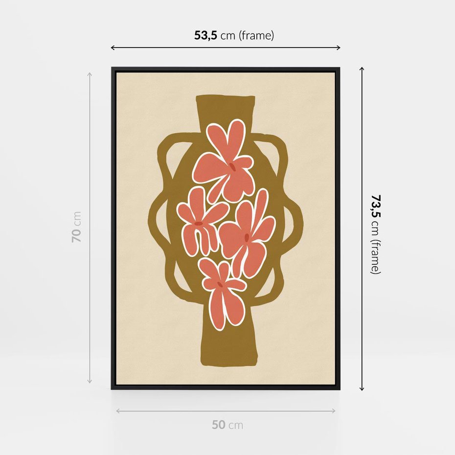 Obraz w ramie 50x70 - Rozbijające Formy - abstrakcyjny plakat, kwiaty na wazonie - rama czarna