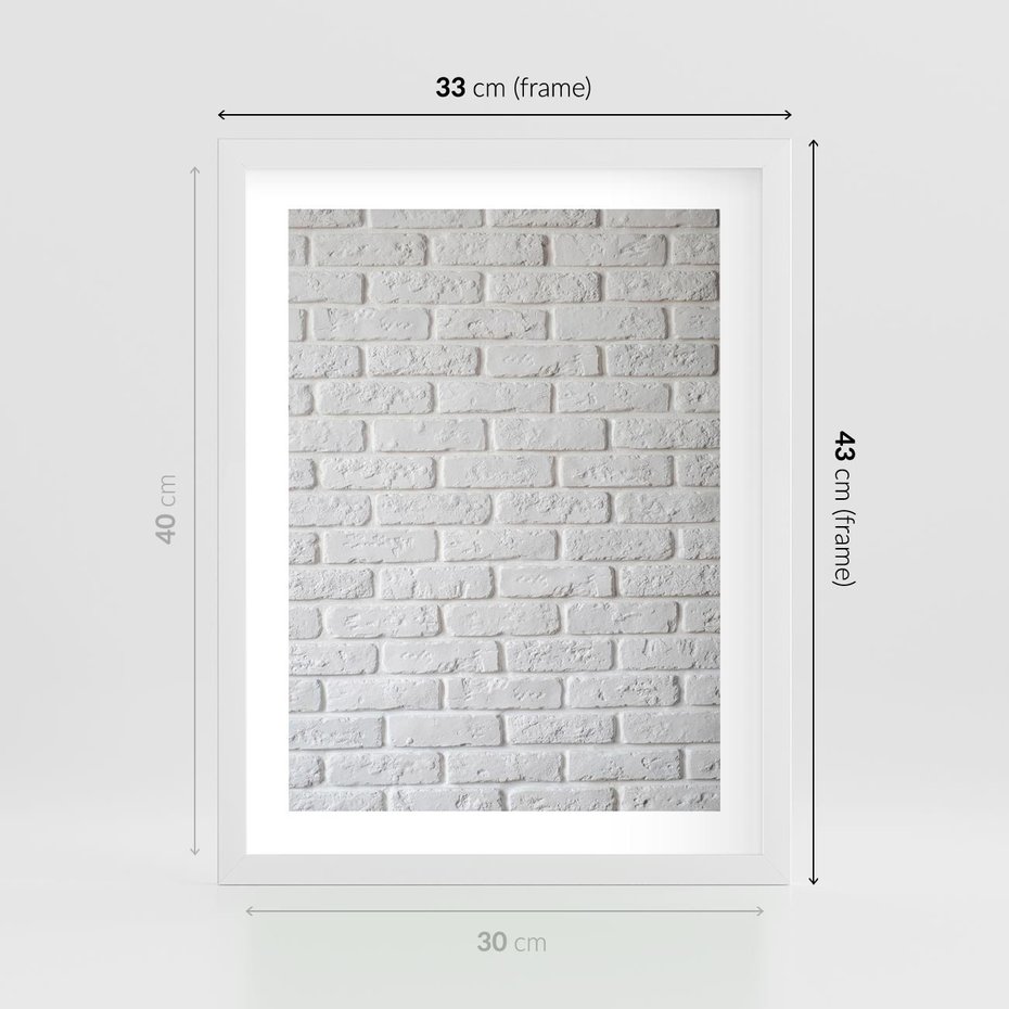 Plakat w ramie 30x40 - Wymiarowa Struktura - ściana, cegła - rama biała