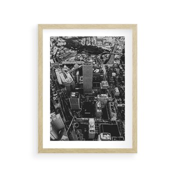 Plakat w ramie 40x50 - Kontrastujące miasto - miasto, biało - rama drewno