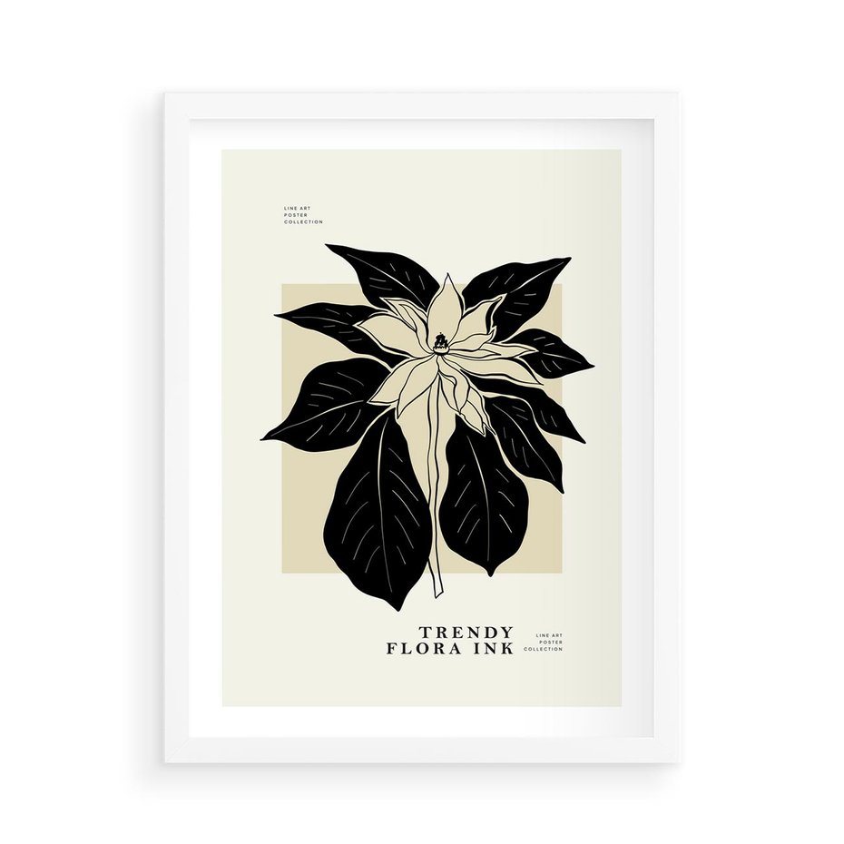 Plakat w ramie 50x70 - Melancholia przerywanych linii - wiaty, typografia - rama biała