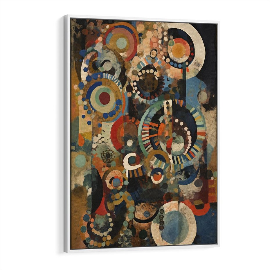 Obraz w ramie 50x70 - Podróżne Wizje Aberracji - abstrakcyjny obraz, mnogość kolorów - rama biała