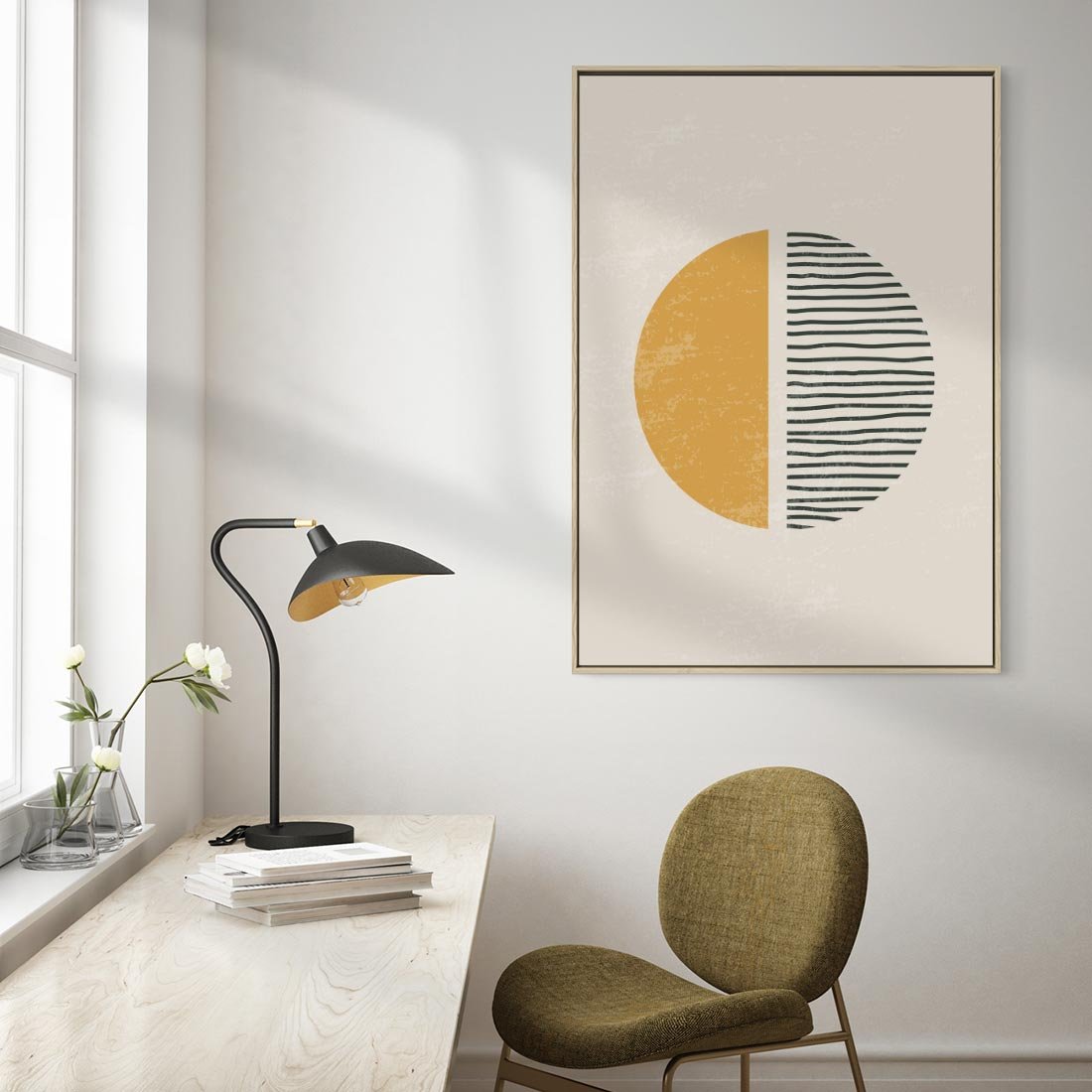 Obraz w ramie 50x70 - Kształty Nowych Granic - nowoczesna sztuka, minimalizm - rama drewno