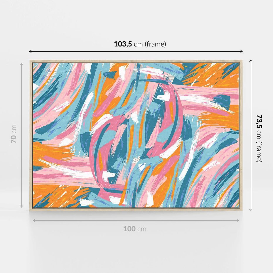 Obraz w ramie 100x70 - Refleksje w krainie abstrakcji - abstrakcja, energiczne pociągnięcia pędzla - rama drewno