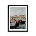 Plakat w ramie 30x40 - Malowniczy Krajobraz Morski - morze, łódki - rama czarna