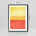 Plakat w ramie 50x70 - Rozmyte Odbicia - kolorowe akwarelowe pasy, odcienie żółci i czerwieni - rama czarna