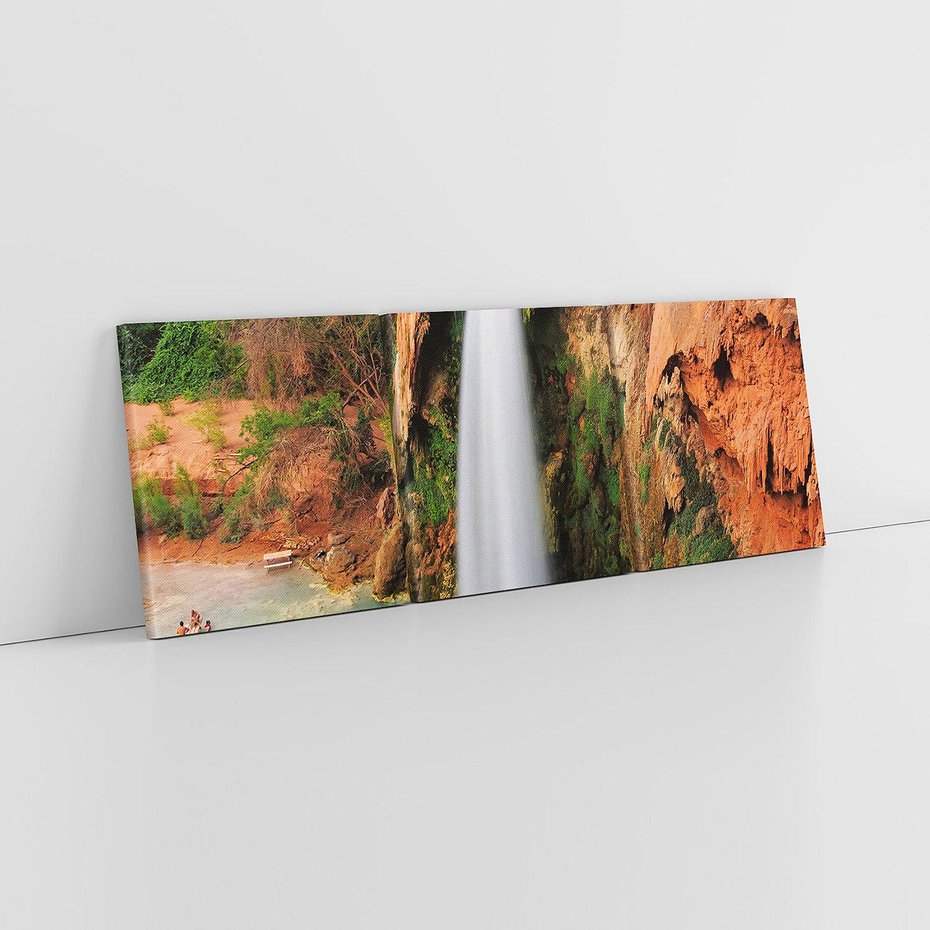 Obraz na płótnie 120x40 - Wodospad wśród majestatycznych gór - wodospad, górski