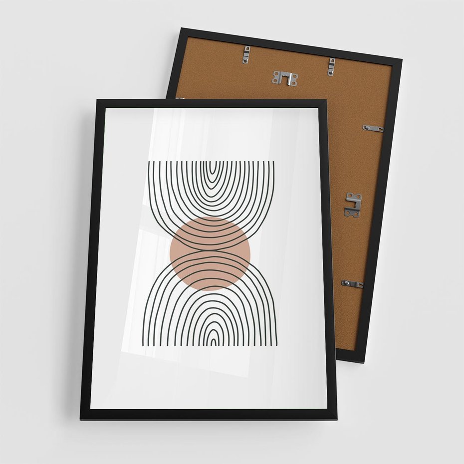 Plakat w ramie 50x70 - Przenikające Widzenia - półkola, koło - rama czarna