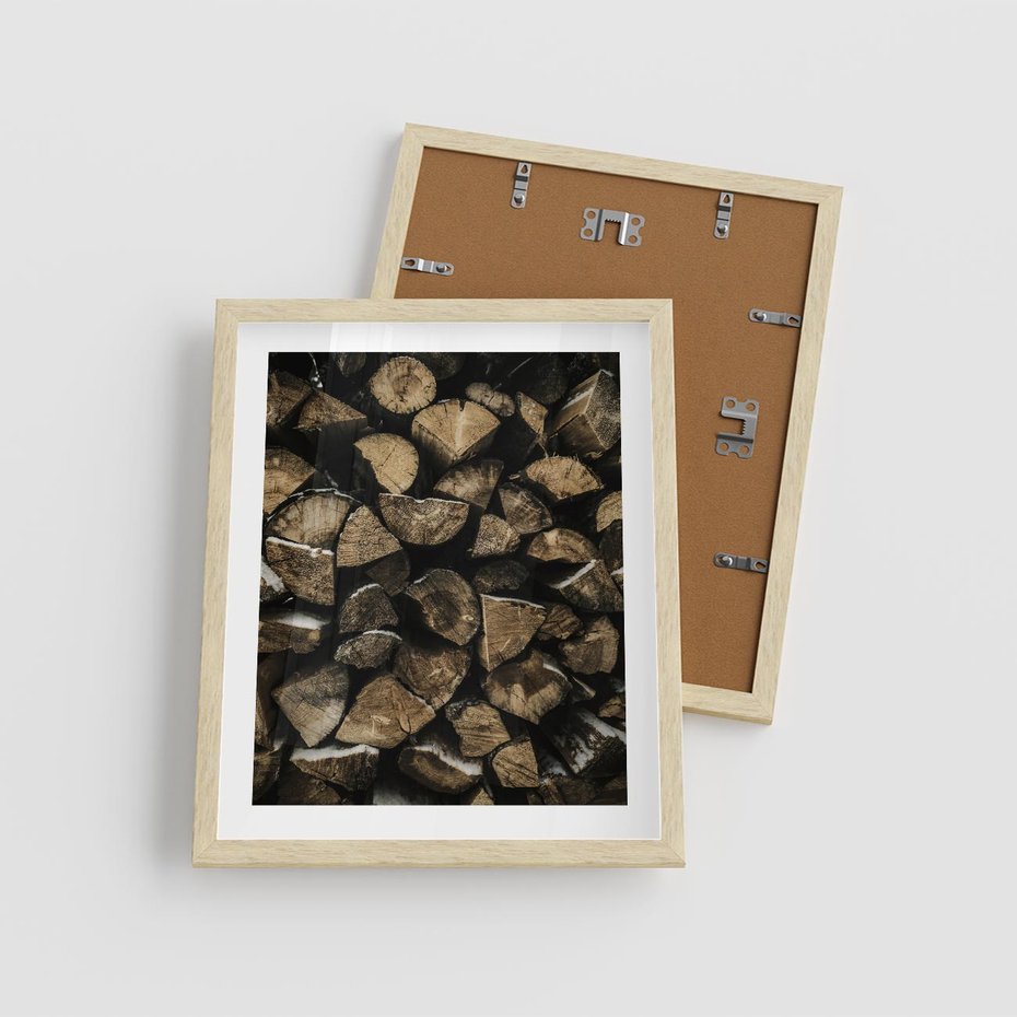 Plakat w ramie 40x50 - Piękno Prostej Formy - drewno, kłody - rama drewno