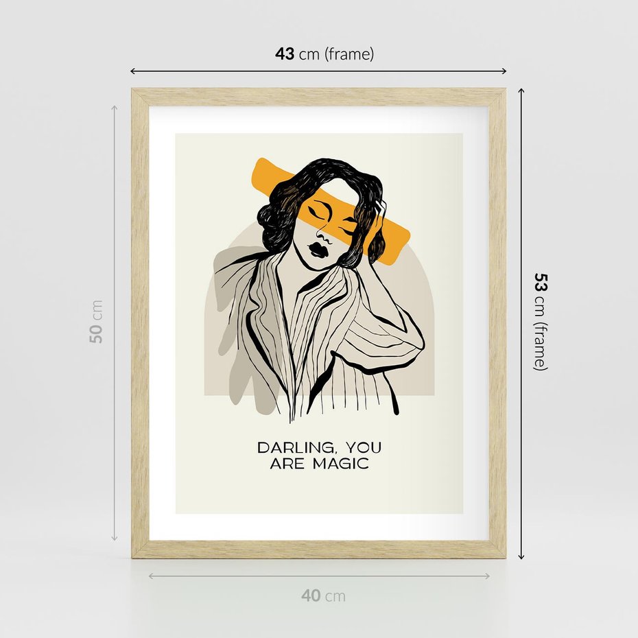 Plakat w ramie 40x50 - Sztuka Kobiecej Osobowości - nowoczesna grafika, kobieta - rama drewno