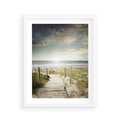 Plakat w ramie 40x50 - Błękitne morze na pomostach - morze, pomost - rama biała