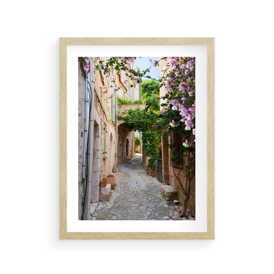 Plakat w ramie 30x40 - Ścieżka W Nieskończoność - uliczka, perspektywa - rama drewno