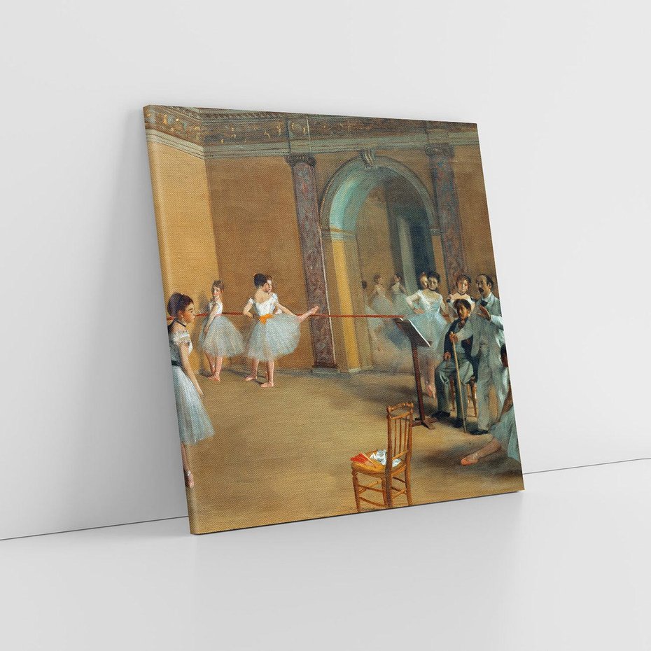 Obraz na płótnie 60x60 - The Dance Foyer at the Opera on the rue Le Peletier (1872), Edgar Degas - Reprodukcja - reprodukcja, obraz na płótnie