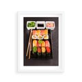 Plakat w ramie 30x40 - Kulinarne podróże do Japonii - sushi, japonia - rama biała
