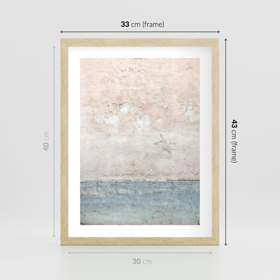 Plakat w ramie 30x40 - Obraz Starej Ściany z Delikatnymi Odcieniami - ściana, stara ściana - rama drewno