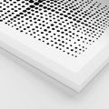 Plakat w ramie 50x70 - Refleksje Monochromatycznych Widoków - abstrakcyjna kompozycja z czarnych kropek, minimalistyczny czarno bialy plakat - rama biała