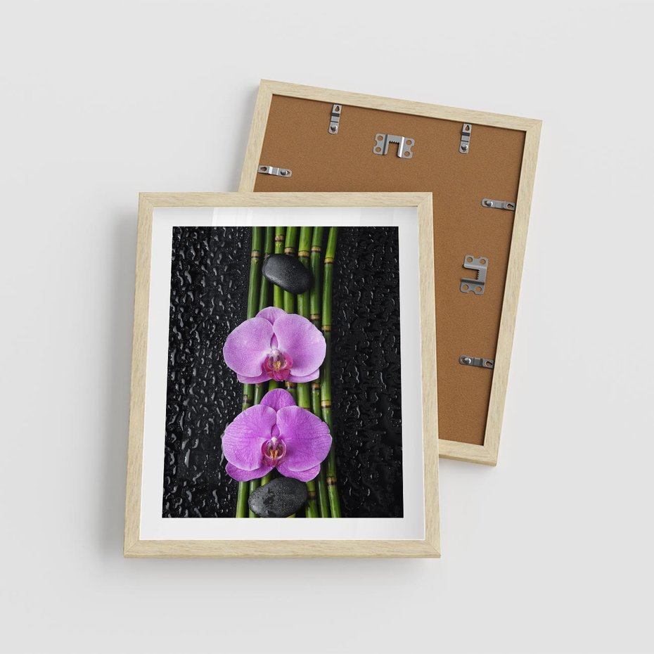 Plakat w ramie 40x50 - Japońskie Spa w Otoczeniu Storczyków - storczyk, spa - rama drewno