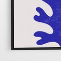 Obraz w ramie 50x50 - Przenikająca Struktura - boho plakat, niebieski liść w intensywnym kolorze - rama czarna