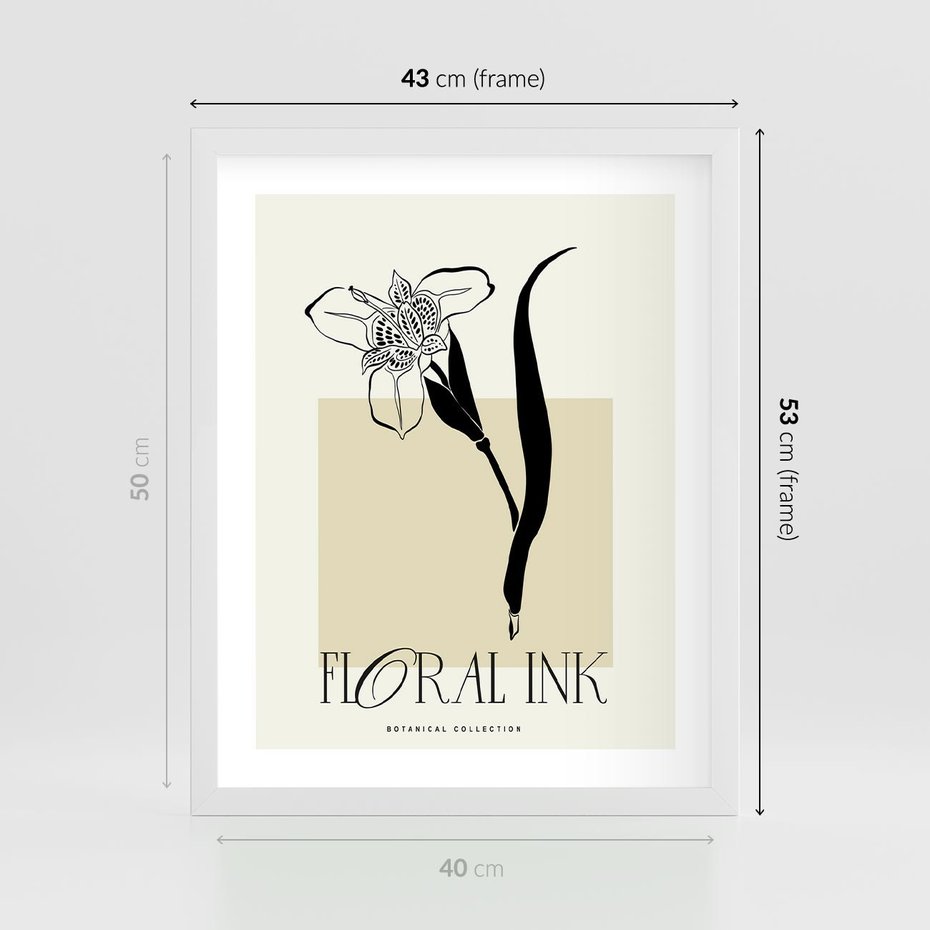 Plakat w ramie 40x50 - Wyblakłe odcienie snów - kwiat, irys - rama biała