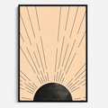 Obraz w ramie 70x100 - Migocące Kształty Promieni - boho czarne słońce, nowoczesna grafika - rama czarna