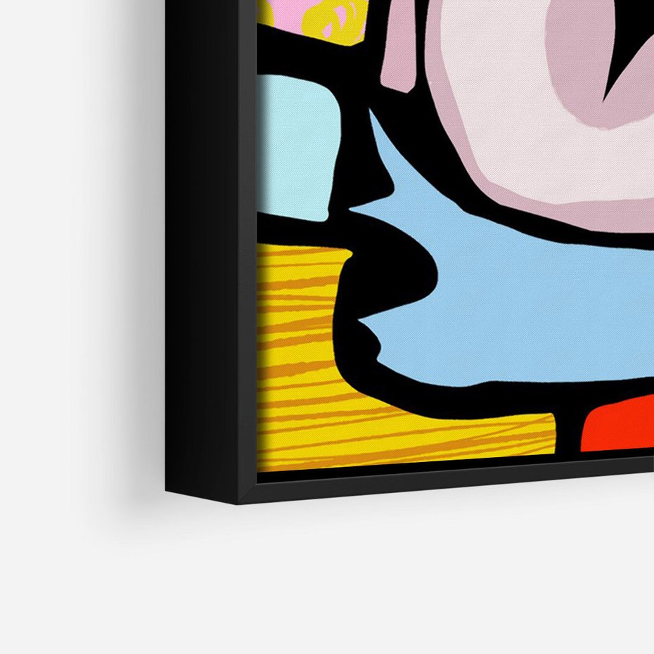 Obraz w ramie 50x70 - Czarny Komiks - abstrakcyjne formy, komiksowy styl - rama czarna