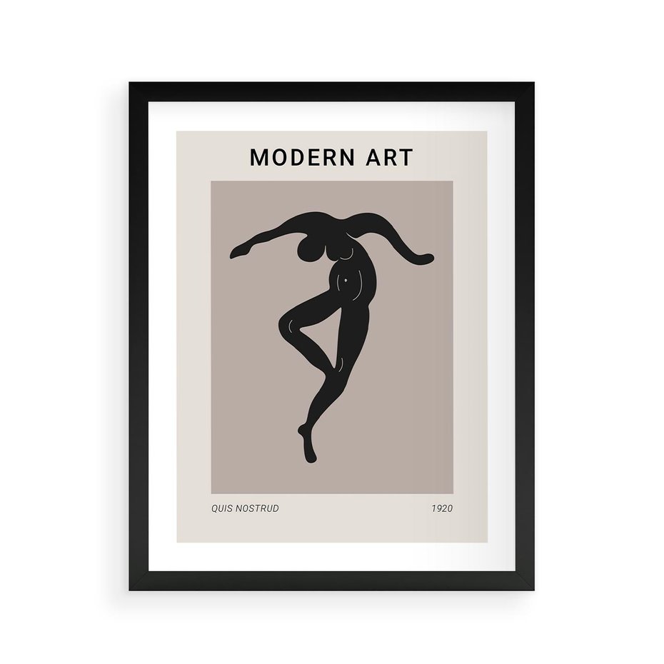 Plakat w ramie 40x50 - Modernistyczna Wizja - plakat modern, czarna postać - rama czarna