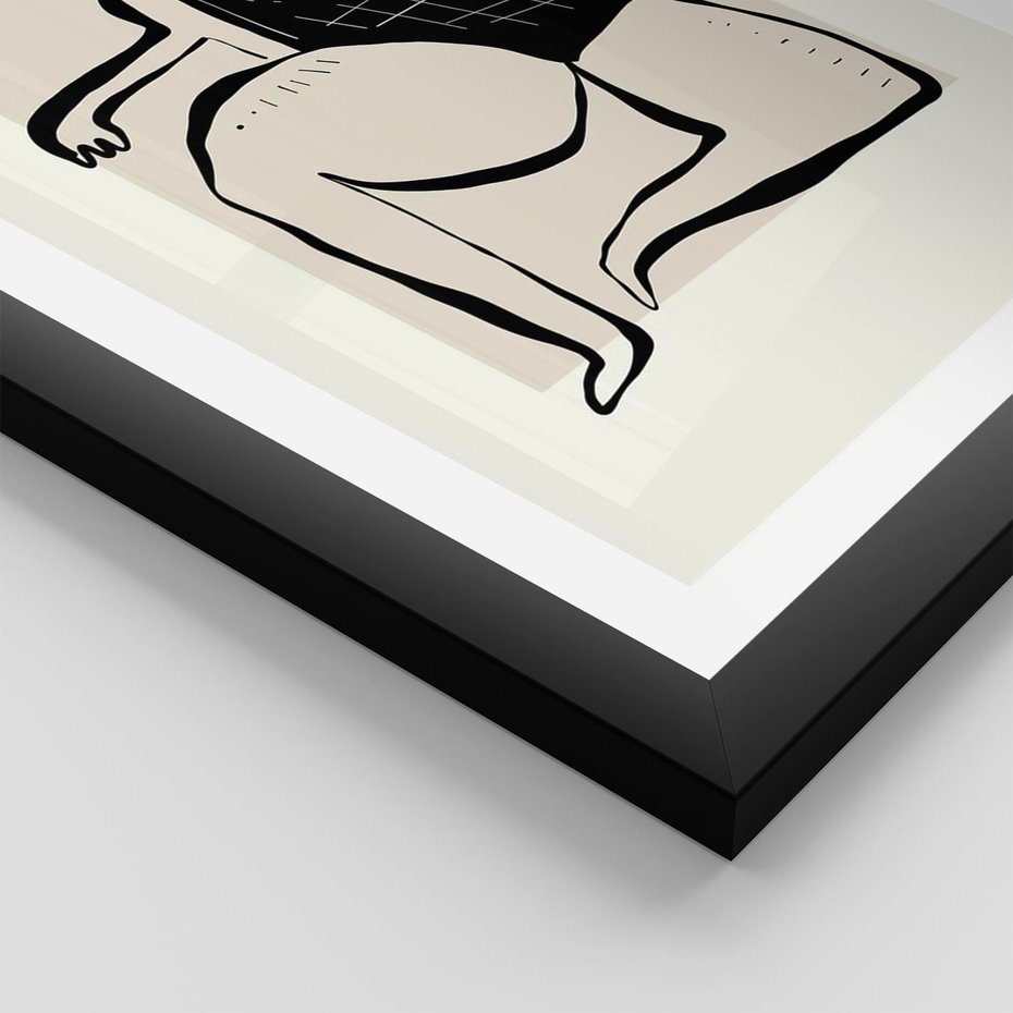 Plakat w ramie 50x70 - Szkic Kobiety w Czerni i Bieli - grafika, modern - rama czarna